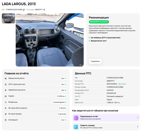 Lada (ВАЗ) Largus I с пробегом 2013 года, цена 699 000 рублей, 133487 км, универсал, Автокод Объявления