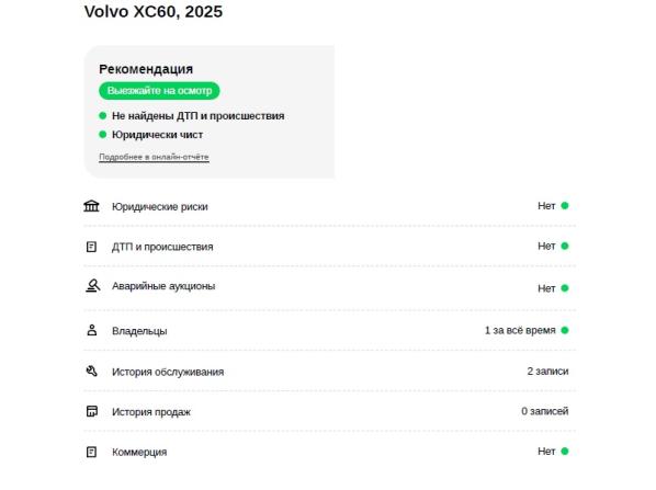 Volvo XC60 II Рестайлинг 2 с пробегом 2025 года, цена 5 695 000 рублей, 3800 км, внедорожник, Автокод Объявления