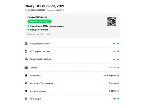 Chery Tiggo 7 Pro I с пробегом 2021 года, цена 1 768 000 рублей, 29451 км, внедорожник, Автокод Объявления